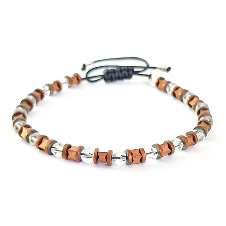 Natural Stone Multi-Shape Beaded Bracelet // Transparent + Bronze
