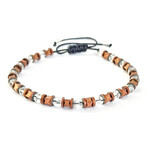 Natural Stone Multi-Shape Beaded Bracelet // Transparent + Bronze
