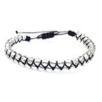 Natural Stone Criss-Cross Beaded Bracelet // Transparent + Black