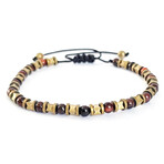 Natural Stone Multi-Shape Beaded Bracelet // Brown + Gold