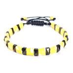 Natural Stone Square Beaded Bracelet // Yellow + Black