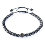 Natural Stone Beaded Accent Bracelet // Silver + Black