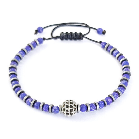 Natural Stone Beaded Accent Bracelet // Purple + Silver