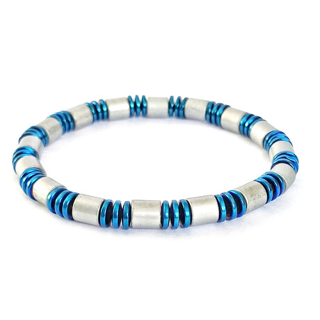 Natural Stone Beaded Bracelet // Silver + Blue