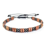 Natural Stone Round + Stud Beaded Bracelet // Bronze + Black