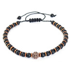 Natural Stone Beaded Accent Bracelet // Rose Gold + Black