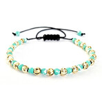 Natural Stone Beaded Bracelet // Gold + Turquoise