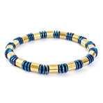 Natural Stone Beaded Bracelet // Gold + Blue