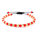 Natural Stone Beaded Bracelet // Gold + Red