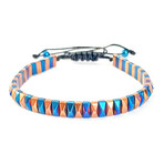 Natural Stone Rectangular Stud Beaded Bracelet // Bronze + Blue