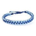 Natural Stone Criss-Cross Beaded Bracelet // Transparent Blue + Blue