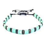 Natural Stone Square Beaded Bracelet // Teal + Black