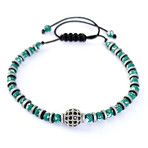 Natural Stone Beaded Accent Bracelet // Silver + Green