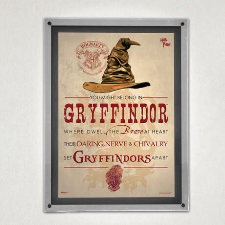 Harry Potter // Sorting Hat Gryffindor // MightyPrint™ Wall Art // Backlit LED Frame