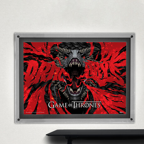 Game of Thrones // Dragon Awakens // MightyPrint™ Wall Art // Backlit LED Frame
