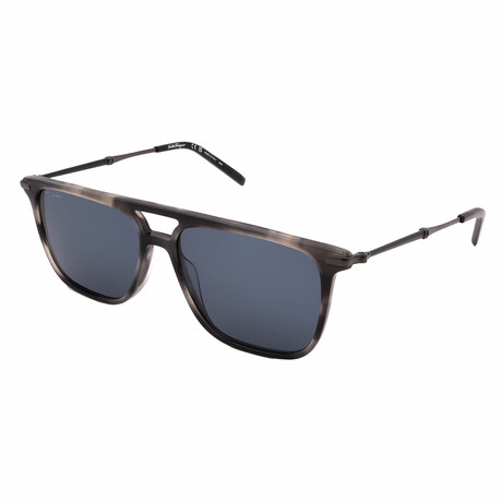 Ferragamo Mens SF966S 003 Aviator Sunglasses // Black  + Blue