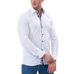7206 Reversible Cuff Button-Down Shirt // White + Blue (5XL)