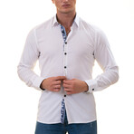 7206 Reversible Cuff Button-Down Shirt // White + Blue (XL)