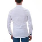 7206 Reversible Cuff Button-Down Shirt // White + Blue (4XL)