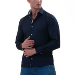 Owain Paisley Reversible Cuff Button-Down Shirt // Navy + Blue + White (4XL)