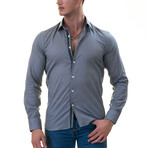 7211 Reversible Cuff Button-Down Shirt // Gray + Navy (L)