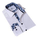 7206 Reversible Cuff Button-Down Shirt // White + Blue (2XL)