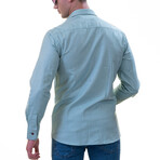 Declan Sailor Print Reversible Cuff Button-Down Shirt // Green (S)
