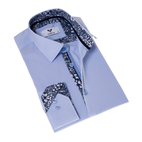 7207 Reversible Cuff Button-Down Shirt // Blue (S)