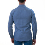 Mikal Reversible Cuff Button-Down Oxford Shirt // Blue + Navy (S)