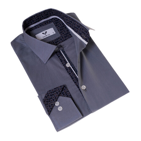 7211 Reversible Cuff Button-Down Shirt // Gray + Navy (S)