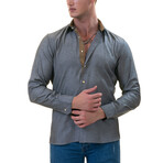 7214 Reversible Cuff Button-Down Shirt // Gray Oxford + Golden (4XL)