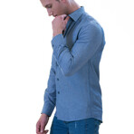 Mikal Reversible Cuff Button-Down Oxford Shirt // Blue + Navy (2XL)
