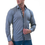7211 Reversible Cuff Button-Down Shirt // Gray + Navy (XL)