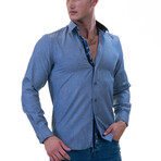 Mikal Reversible Cuff Button-Down Oxford Shirt // Blue + Navy (S)