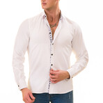 Avi Floral Reversible Cuff Button-Down Shirt // White (S)