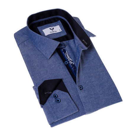 7220 Reversible Cuff Button-Down Oxford Shirt // Blue + Navy (S)
