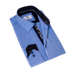 7221 Floral Reversible Cuff Button-Down Shirt // Sky Blue (M)