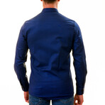 Wyatt Floral Reversible Cuff Button-Down Shirt // Navy (4XL)