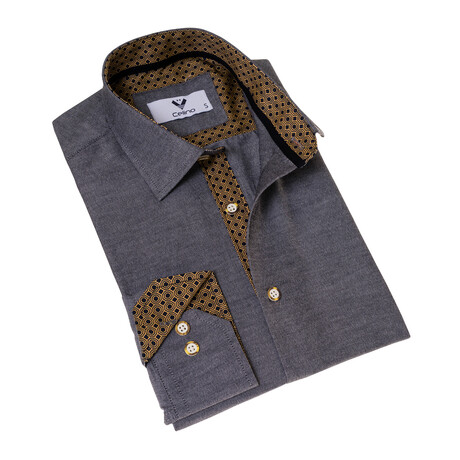 7214 Reversible Cuff Button-Down Shirt // Gray Oxford + Golden (S)