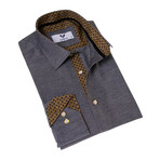 7214 Reversible Cuff Button-Down Shirt // Gray Oxford + Golden (4XL)