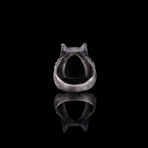 Wolf Head Ring // Oxidized Silver (6)