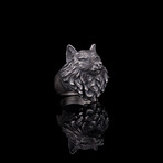 Wolf Head Ring // Oxidized Silver (8.5)