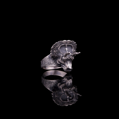 Triceratops Ring // Oxidized Silver (5.5)