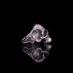 Satanic Skull Ring with Snakes // Oxidized Silver (9)