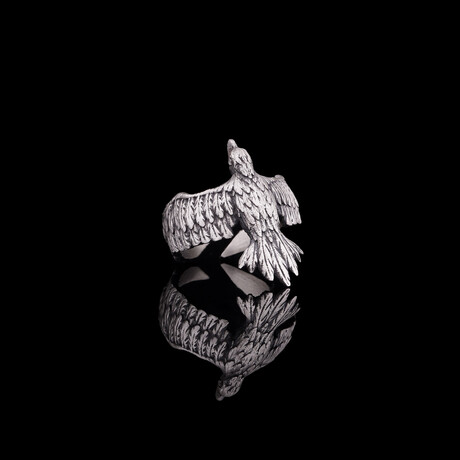 Flying Raven Ring // Oxidized Silver (5.5)