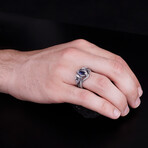 Aragorn's Ring with Sapphire // Oxidized Silver (15)