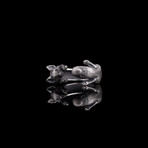 Fox Ring with Garnet Eyes // Oxidized Silver (8.5)