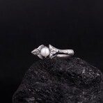 Snake Ring with Pearl // Oxidized Silver (8.5)