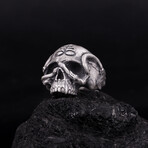 Satanic Skull Ring with Snakes // Oxidized Silver (9.5)