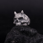 Demon Skull Ring // Oxidized Silver (8.5)